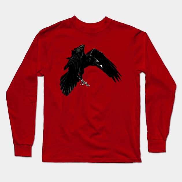 Raven #3 Long Sleeve T-Shirt by GrizzlyVisionStudio